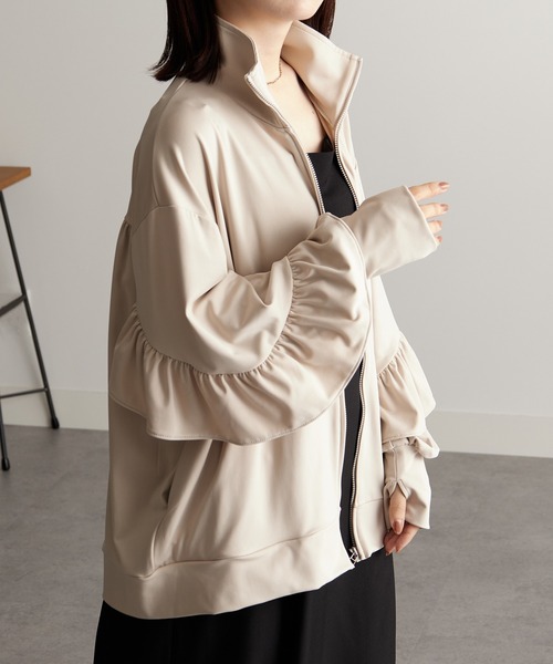 RANAN(ラナン)の「フリルラッシュガードブルゾン(ブルゾン・レディース・ライトベージュ/ブラック・M/L/LL)」の6枚目の写真