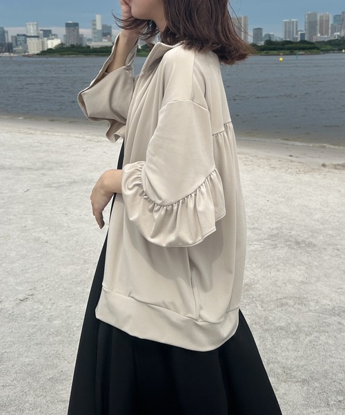 RANAN(ラナン)の「フリルラッシュガードブルゾン(ブルゾン・レディース・ライトベージュ/ブラック・M/L/LL)」の14枚目の写真