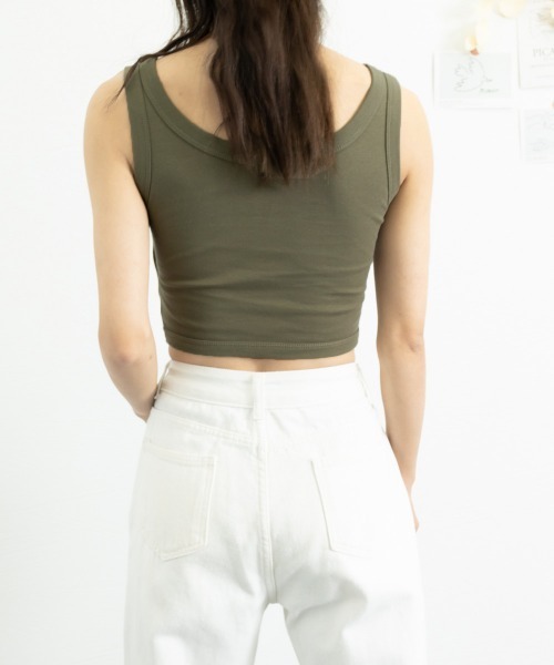 Miniministore(ミニミニストア)の「カップ付きタンクトップ ショート丈 韓国(タンクトップ・レディース・ホワイト/カーキ/ブラック/ダークグレー/ベージュ・FREE)」の18枚目の写真