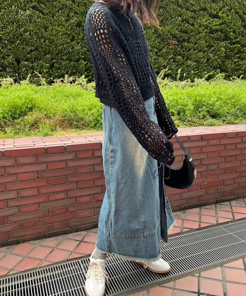 mebole(メボレ)の「クロップド丈透かし編みニット(ニット/セーター・レディース・ピンク/ホワイト/ブラック・FREE)」の17枚目の写真