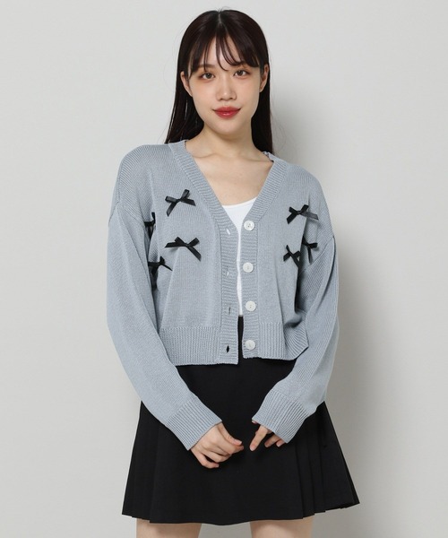 3.3 Field Trip （3.3フィールドトリップ）の「3.3 Field Trip／リボンカーディガン 2110251（カーディガン/ボレロ・レディース・ブルー/アイボリー・FREE）」の10枚目の写真
