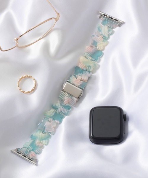 emonique(エモニーク)の「レジン製 Apple Watch Band スマートウォッチバンド【38/40/41/42/44/45/49mm対応】(デジタル腕時計・レディース・オレンジ/パープル/ホワイト/グリーン/ピンク/ブルー・38/42)」の4枚目の写真