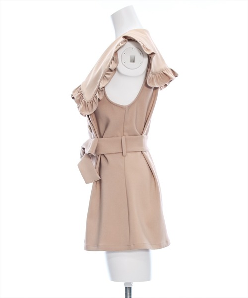 clear（クリア）の「ビッグカラーフリルジレ［ガーリー レイヤード ウエストマーク］≪再入荷≫（ベスト・レディース・ブラック/ベージュ・F）」の6枚目の写真