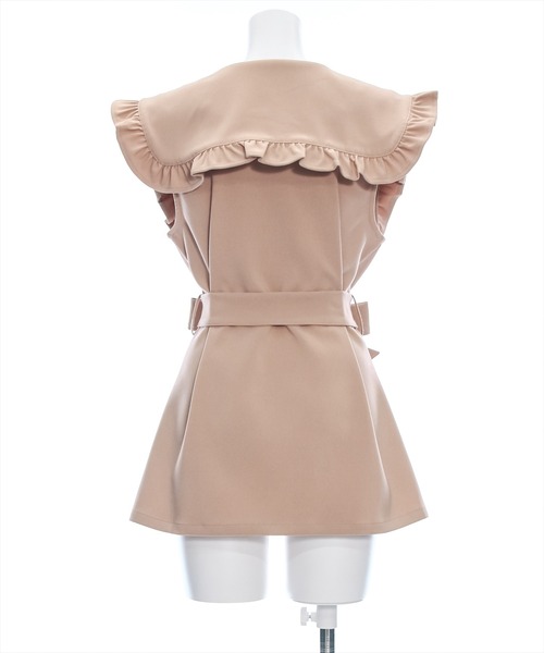 clear（クリア）の「ビッグカラーフリルジレ［ガーリー レイヤード ウエストマーク］≪再入荷≫（ベスト・レディース・ブラック/ベージュ・F）」の8枚目の写真