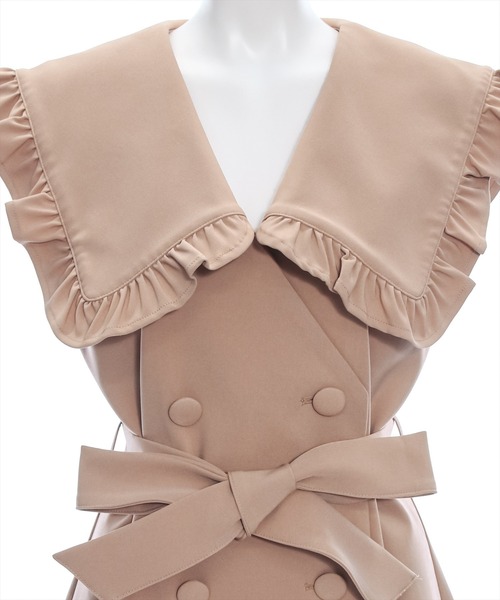 clear（クリア）の「ビッグカラーフリルジレ［ガーリー レイヤード ウエストマーク］≪再入荷≫（ベスト・レディース・ブラック/ベージュ・F）」の10枚目の写真