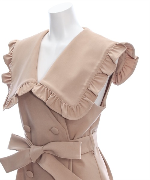 clear（クリア）の「ビッグカラーフリルジレ［ガーリー レイヤード ウエストマーク］≪再入荷≫（ベスト・レディース・ブラック/ベージュ・F）」の11枚目の写真