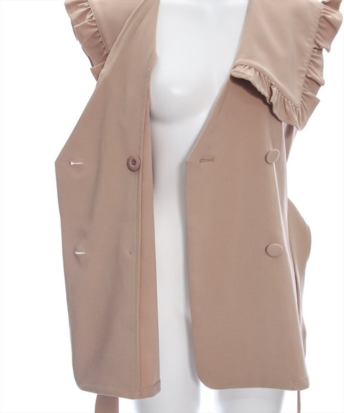 clear（クリア）の「ビッグカラーフリルジレ［ガーリー レイヤード ウエストマーク］≪再入荷≫（ベスト・レディース・ブラック/ベージュ・F）」の9枚目の写真