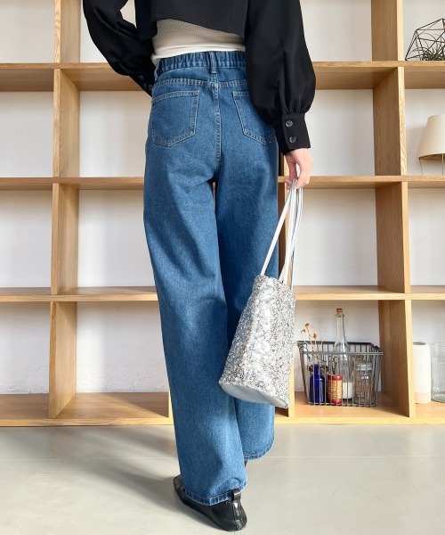 Rejoule（リジュール）の「リボン刺しゅう ハイウエストストレート