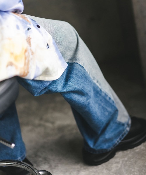 【セール】ヴィンテージメイクスイッチパネルワイドデニムパンツ（デニムパンツ）｜Shoowtime（ショウタイム） 5,392円