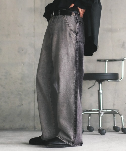 【セール】ヴィンテージメイクスイッチパネルワイドデニムパンツ（デニムパンツ）｜Shoowtime（ショウタイム）