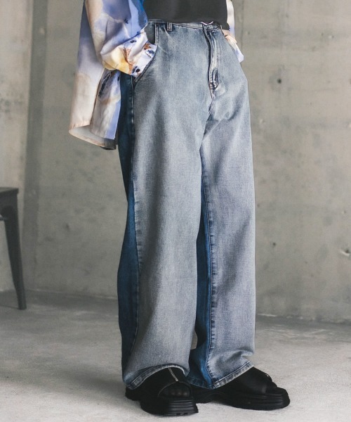 【セール】ヴィンテージメイクスイッチパネルワイドデニムパンツ（デニムパンツ）｜Shoowtime（ショウタイム）