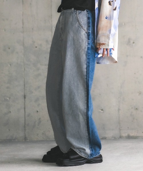 【セール】ヴィンテージメイクスイッチパネルワイドデニムパンツ（デニムパンツ）｜Shoowtime（ショウタイム）