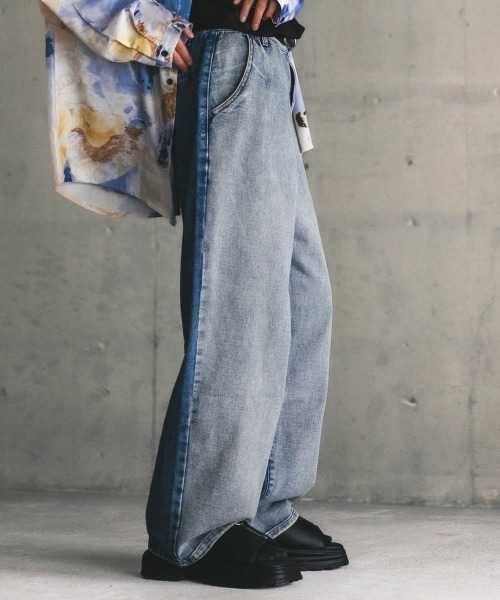 【セール】ヴィンテージメイクスイッチパネルワイドデニムパンツ（デニムパンツ）｜Shoowtime（ショウタイム）