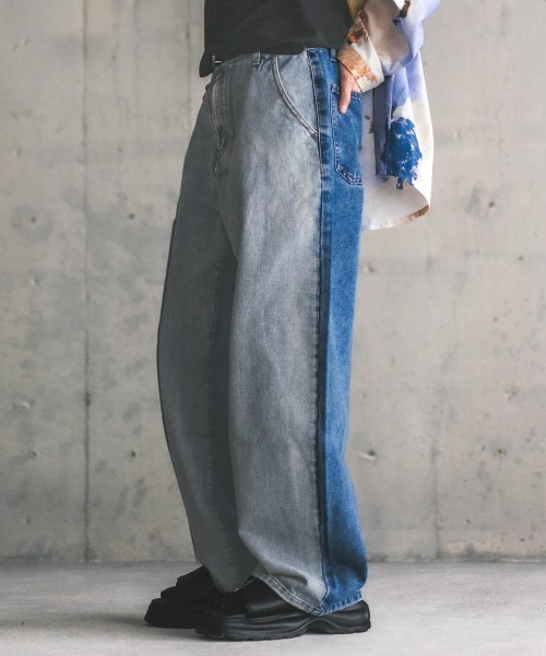 【セール】ヴィンテージメイクスイッチパネルワイドデニムパンツ（デニムパンツ）｜Shoowtime（ショウタイム）