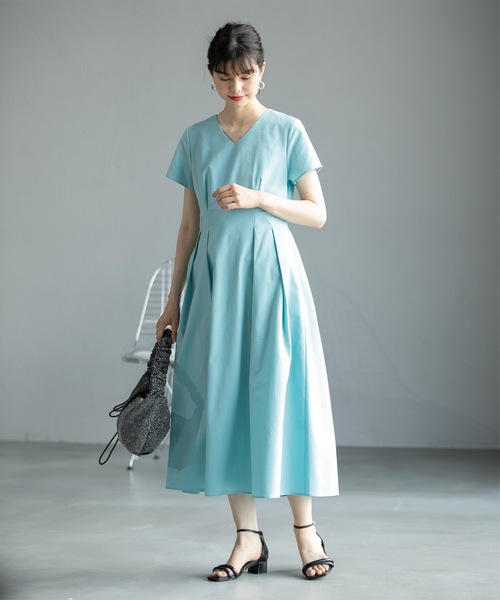 2023年モデル アナイ ニット ロングワンピース リボン付 タフタドッキング 2023年モデル アナイ ニット ロングワンピース リボン付 タフタドッキング