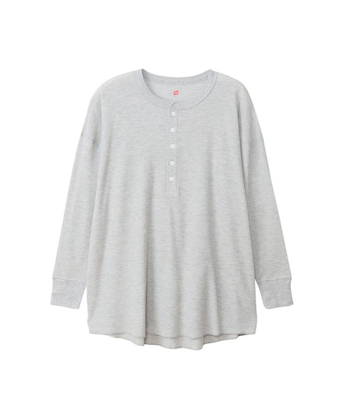 HANES（ヘインズ）の「【Hanes/ヘインズ】レディース ヘンリーネック（Tシャツ/カットソー・レディース・オフホワイト/ブラック/ダークネイビー/ヘザーグレー・FREE）」の3枚目の写真