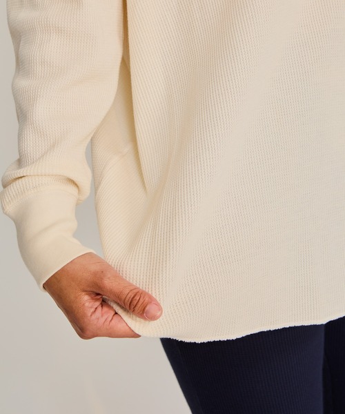 HANES（ヘインズ）の「【Hanes/ヘインズ】レディース ヘンリーネック（Tシャツ/カットソー・レディース・オフホワイト/ブラック/ダークネイビー/ヘザーグレー・FREE）」の8枚目の写真