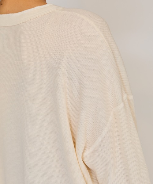 HANES（ヘインズ）の「【Hanes/ヘインズ】レディース ヘンリーネック（Tシャツ/カットソー・レディース・オフホワイト/ブラック/ダークネイビー/ヘザーグレー・FREE）」の7枚目の写真