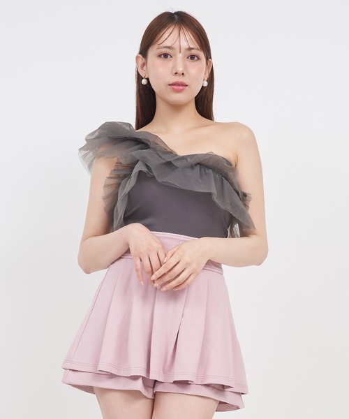 ROYAL PARTY（ロイヤルパーティー）の「3wayフリルベアトップス（Tシャツ/カットソー・レディース・グレー/マルチ/ブラック・FREE）」の20枚目の写真