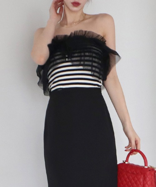 ROYAL PARTY（ロイヤルパーティー）の「3wayフリルベアトップス（Tシャツ/カットソー・レディース・グレー/マルチ/ブラック・FREE）」の6枚目の写真