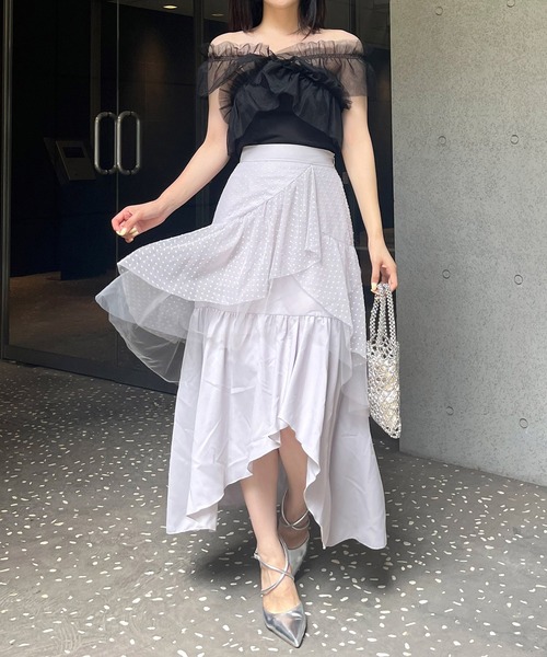 ROYAL PARTY（ロイヤルパーティー）の「3wayフリルベアトップス（Tシャツ/カットソー・レディース・グレー/マルチ/ブラック・FREE）」の9枚目の写真