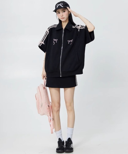 tシャツ A'GEM/9 × .kom 「.KOM/ドットケーオーエム」 リボンライントップス(1) レディース A'GEM/9 × .kom 『.KOM/ドットケーオーエム』 リボンライン