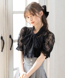 レースボレロsetシャーリングトップス