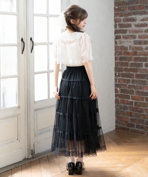 ブラウス シャツ レースボレロsetシャーリングトップス レディース レースボレロsetシャーリングトップス（シャツ/ブラウス