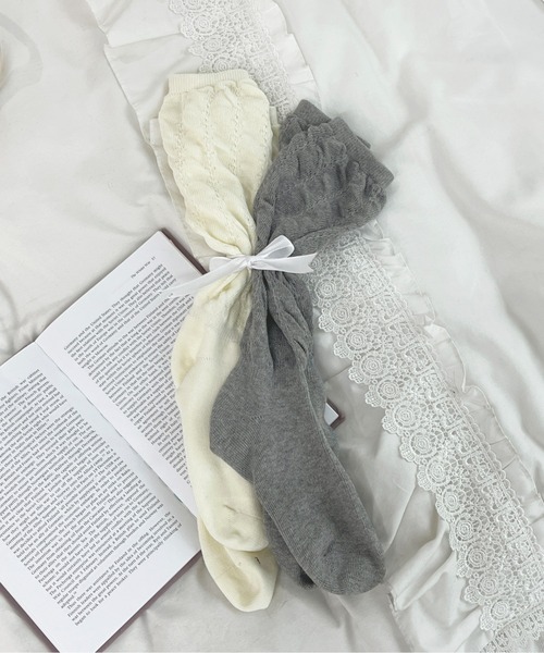 apres jour（アプレジュール）の「【apres jour×ARIAZ】ミドルソックス（ソックス/靴下・レディース・グレー/オフホワイト・FREE）」の5枚目の写真