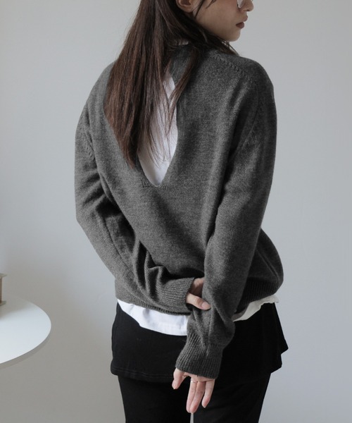 LAFFMO(ラフモ)の「バックオープンニット(ニット/セーター・レディース・グレー/ブラック/カーキ/ダークグレー・F)」の20枚目の写真
