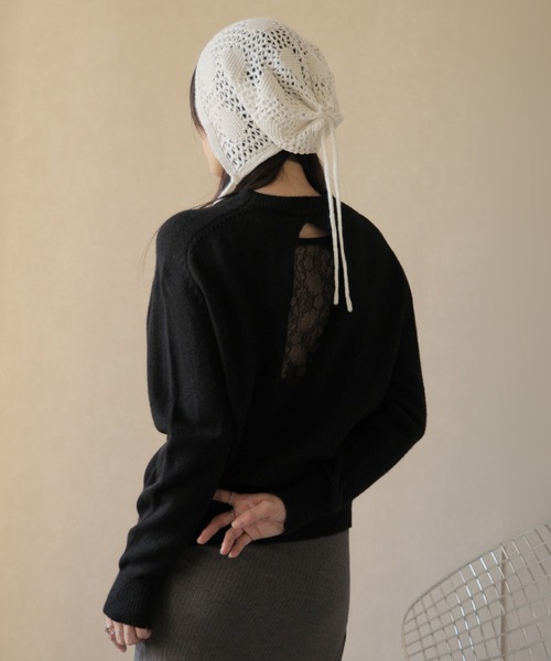 LAFFMO(ラフモ)の「バックオープンニット(ニット/セーター・レディース・グレー/ブラック/カーキ/ダークグレー・F)」の8枚目の写真