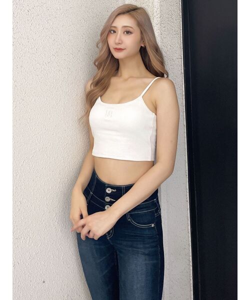 GYDA（ジェイダ）の「GYGY刺繍シンプルリブビスチェ（キャミソール・レディース・ブラック/オフホワイト・FREE）」の12枚目の写真