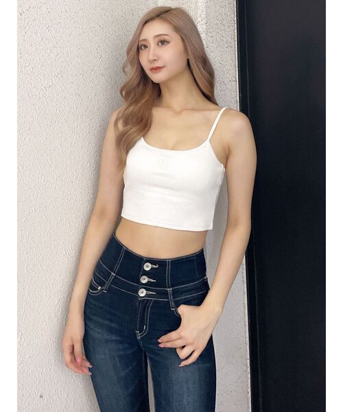 GYDA（ジェイダ）の「GYGY刺繍シンプルリブビスチェ（キャミソール・レディース・ブラック/オフホワイト・FREE）」の11枚目の写真