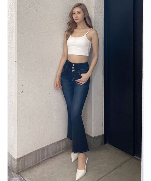 GYDA（ジェイダ）の「GYGY刺繍シンプルリブビスチェ（キャミソール・レディース・ブラック/オフホワイト・FREE）」の8枚目の写真