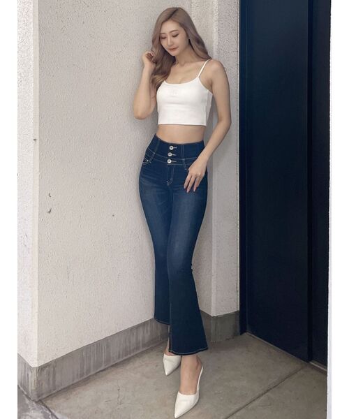 GYDA（ジェイダ）の「GYGY刺繍シンプルリブビスチェ（キャミソール・レディース・ブラック/オフホワイト・FREE）」の7枚目の写真