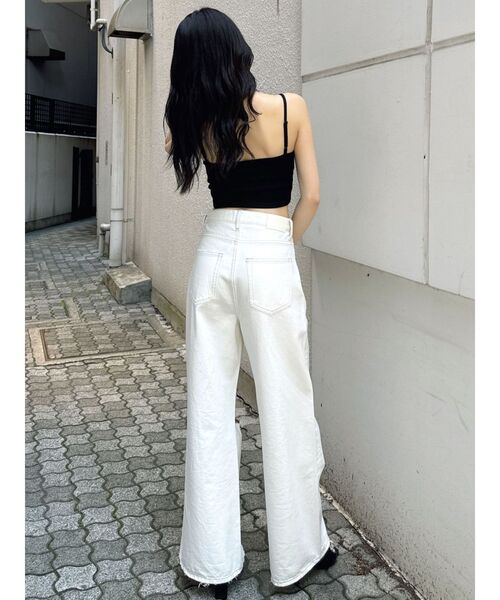 GYDA（ジェイダ）の「GYGY刺繍シンプルリブビスチェ（キャミソール・レディース・ブラック/オフホワイト・FREE）」の19枚目の写真