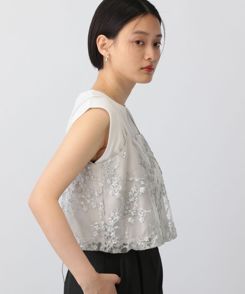 A part by（アパートバイ）の「スパンコールシシュウビスチェ（キャミソール・レディース・ブラック/ライトグレー・FREE）」の9枚目の写真