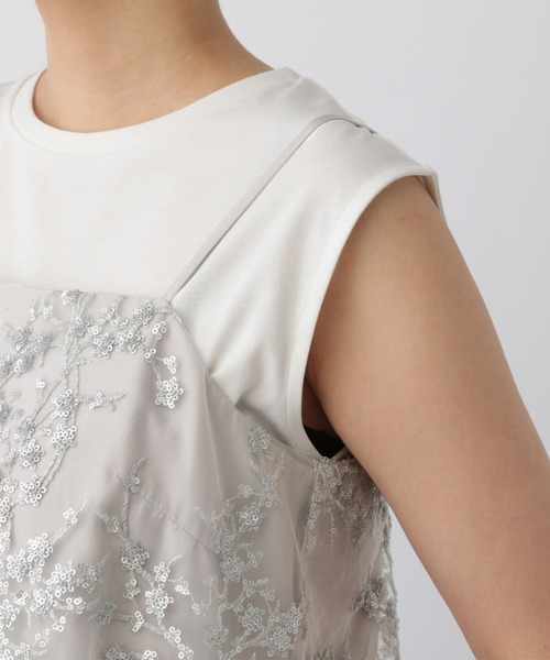 A part by（アパートバイ）の「スパンコールシシュウビスチェ（キャミソール・レディース・ブラック/ライトグレー・FREE）」の3枚目の写真