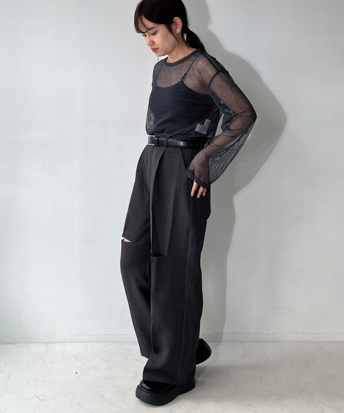 AS KNOW AS plus（アズノゥアズプラス）の「◇膝スリットスラックスパンツ　セットアップ可能（スラックス・レディース・ベージュ/ブラック/グレー・FREE）」の19枚目の写真