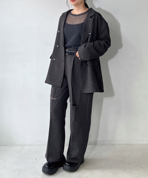 AS KNOW AS plus（アズノゥアズプラス）の「◇膝スリットスラックスパンツ　セットアップ可能（スラックス・レディース・ベージュ/ブラック/グレー・FREE）」の16枚目の写真