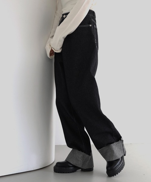 hellam（へラム）の「ロールアップデニムパンツ（デニムパンツ・レディース・ブラック/インディゴブルー・SMALL/MEDIUM）」の9枚目の写真