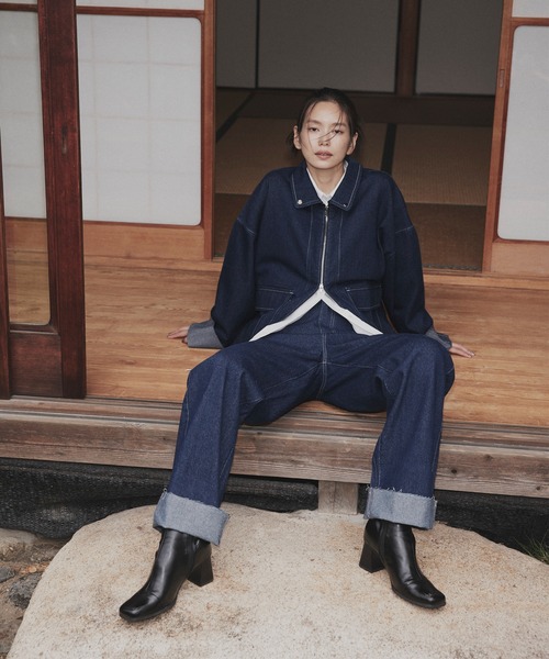 hellam（へラム）の「ロールアップデニムパンツ（デニムパンツ・レディース・ブラック/インディゴブルー・SMALL/MEDIUM）」の5枚目の写真