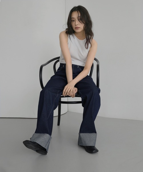 hellam（へラム）の「ロールアップデニムパンツ（デニムパンツ・レディース・ブラック/インディゴブルー・SMALL/MEDIUM）」の16枚目の写真