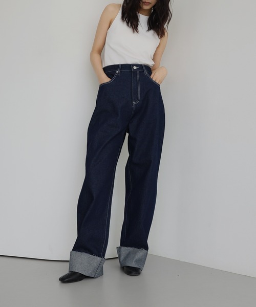 hellam（へラム）の「ロールアップデニムパンツ（デニムパンツ・レディース・ブラック/インディゴブルー・SMALL/MEDIUM）」の18枚目の写真