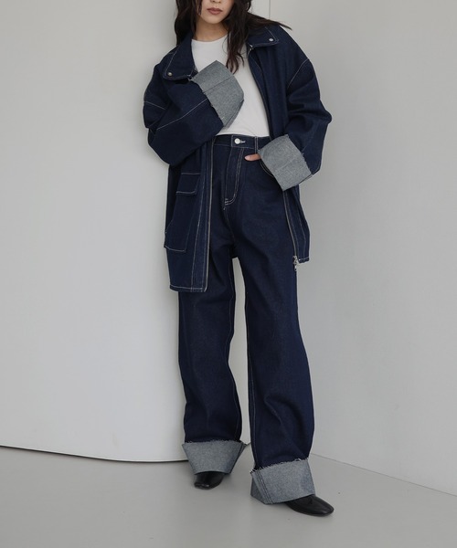 hellam（へラム）の「ロールアップデニムパンツ（デニムパンツ・レディース・ブラック/インディゴブルー・SMALL/MEDIUM）」の21枚目の写真