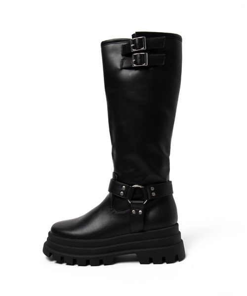 WEGO（ウィゴー）の「WEGO/厚底エンジニアロングブーツ（ブーツ・レディース・ブルー系1/ブラウン/ブラック・MEDIUM/LARGE）」の5枚目の写真