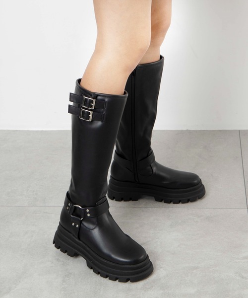 WEGO（ウィゴー）の「WEGO/厚底エンジニアロングブーツ（ブーツ・レディース・ブルー系1/ブラウン/ブラック・MEDIUM/LARGE）」の13枚目の写真