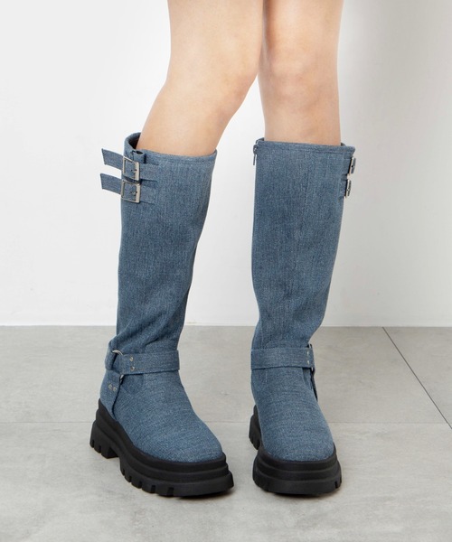 WEGO（ウィゴー）の「WEGO/厚底エンジニアロングブーツ（ブーツ・レディース・ブルー系1/ブラウン/ブラック・MEDIUM/LARGE）」の18枚目の写真