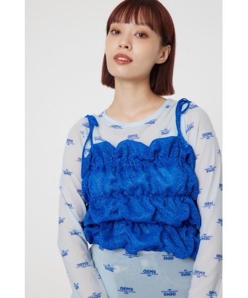 RODEO CROWNS WIDE BOWL（ロデオクラウンズワイドボウル）の「2WAY ラメ ギャザー ビスチェ（ベスト・レディース・ブラック/シルバー/ブルー・FREE）」の3枚目の写真