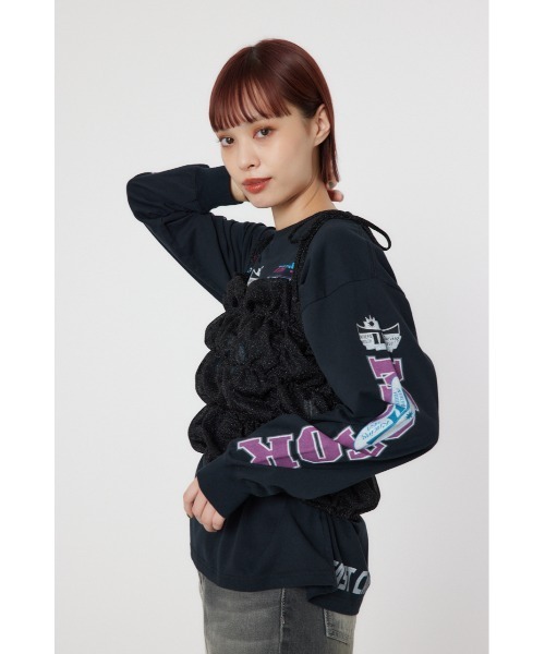 RODEO CROWNS WIDE BOWL（ロデオクラウンズワイドボウル）の「2WAY ラメ ギャザー ビスチェ（ベスト・レディース・ブラック/シルバー/ブルー・FREE）」の5枚目の写真